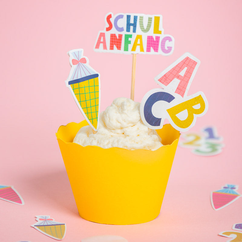 Schulkind Cupcake Topper / Bunt