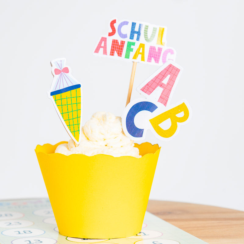 Schulkind Cupcake Topper / Bunt