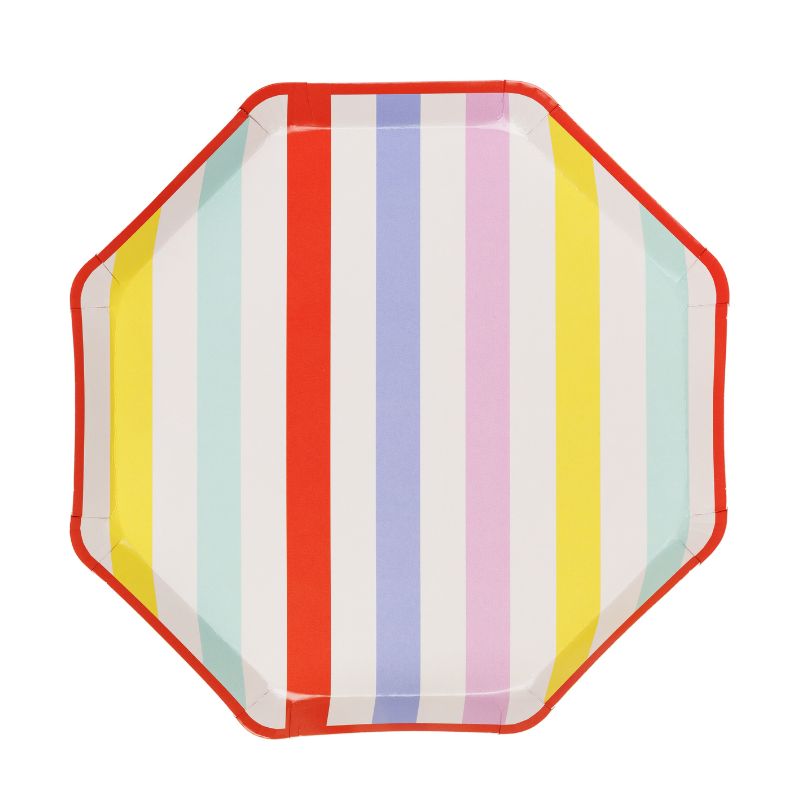 Bunte Party Teller / Set / Streifen (6 Stück) für den Kindergeburtstag – Printfetti