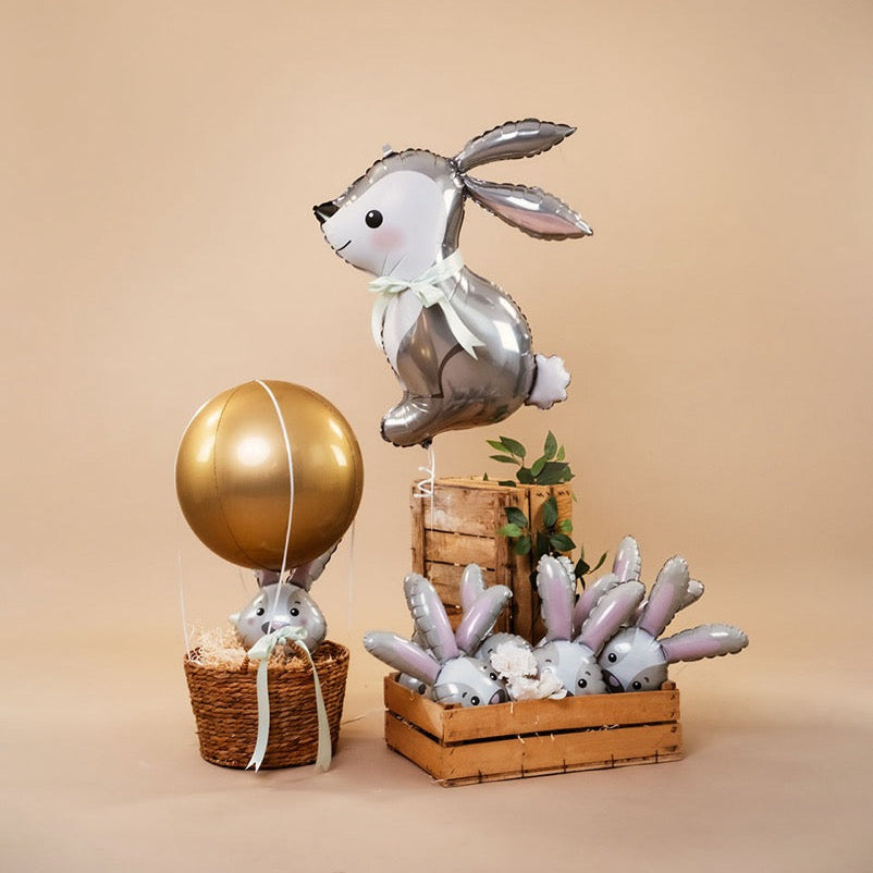 hasen folienballon grau