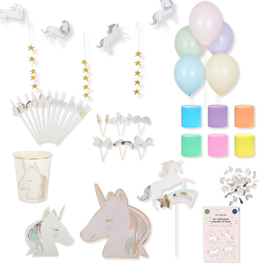 Pastell Einhorn Party Deko Set