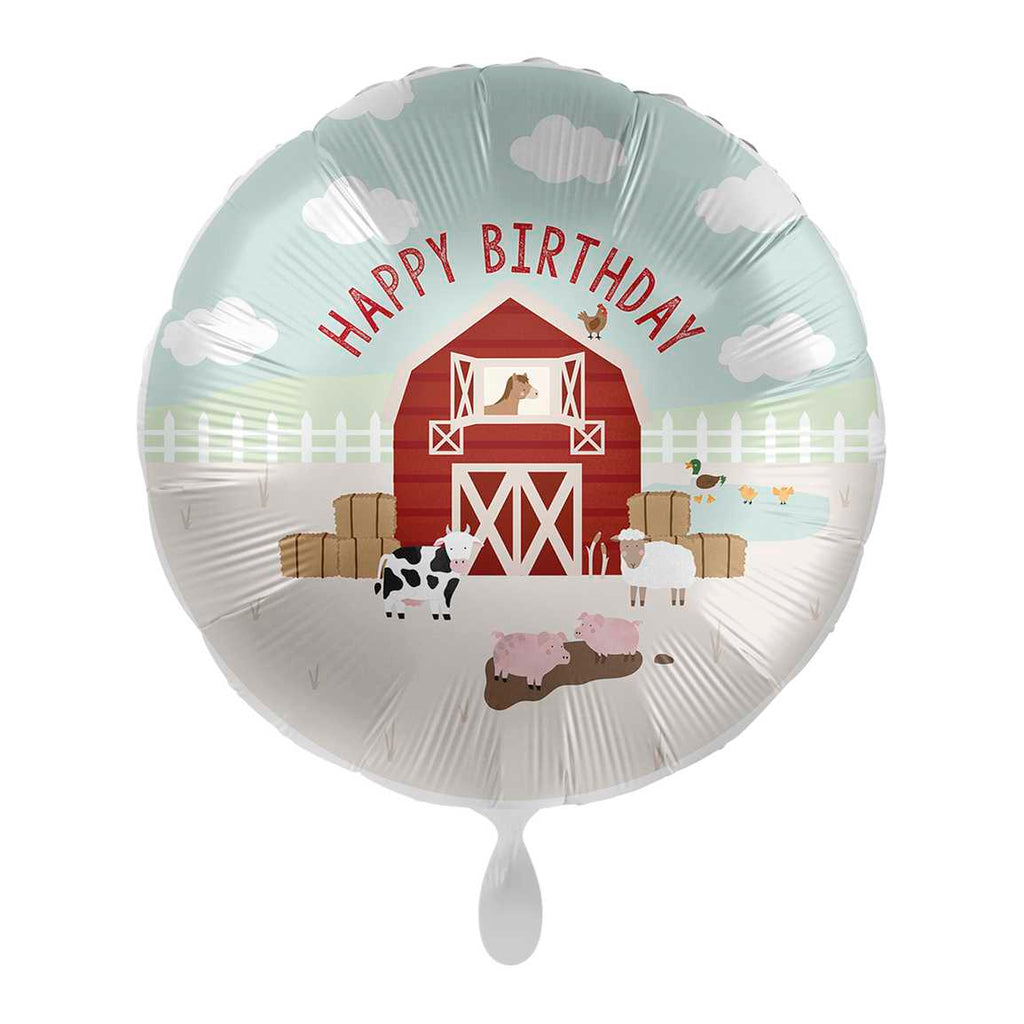 Bauernhof Happy Birthday Folienballon - rund