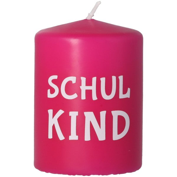 Schulkind Stumpen Kerze / Pink