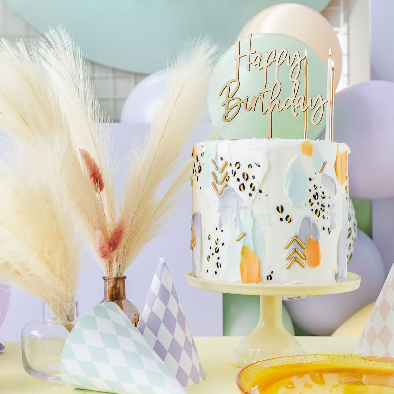 Happy Birthday Cake Topper Holz