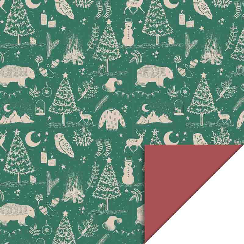 Geschenkpapier Vintage Waldtiere / Weihnachten