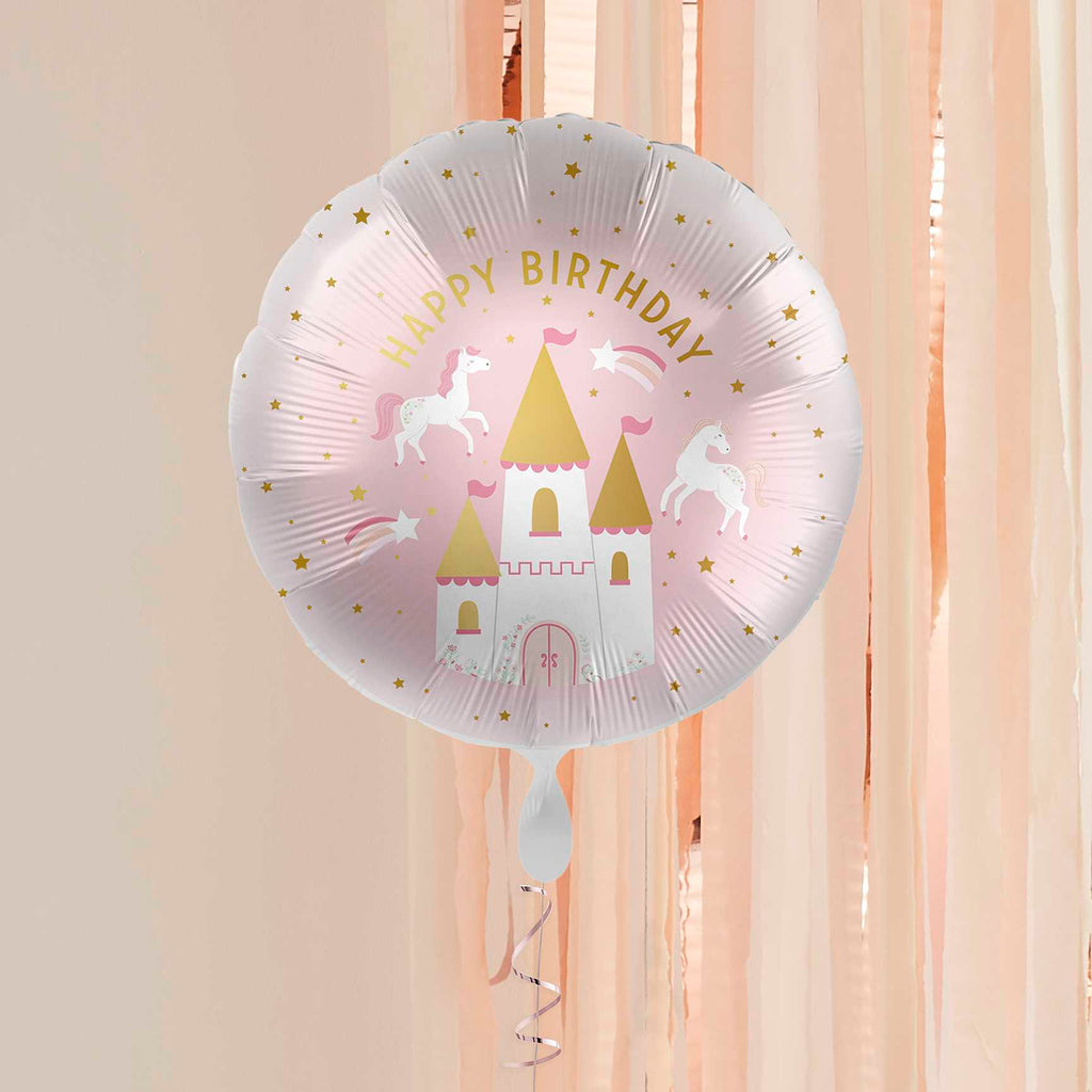 Einhorn Prinzessin Happy Birthday Folienballon - Rund