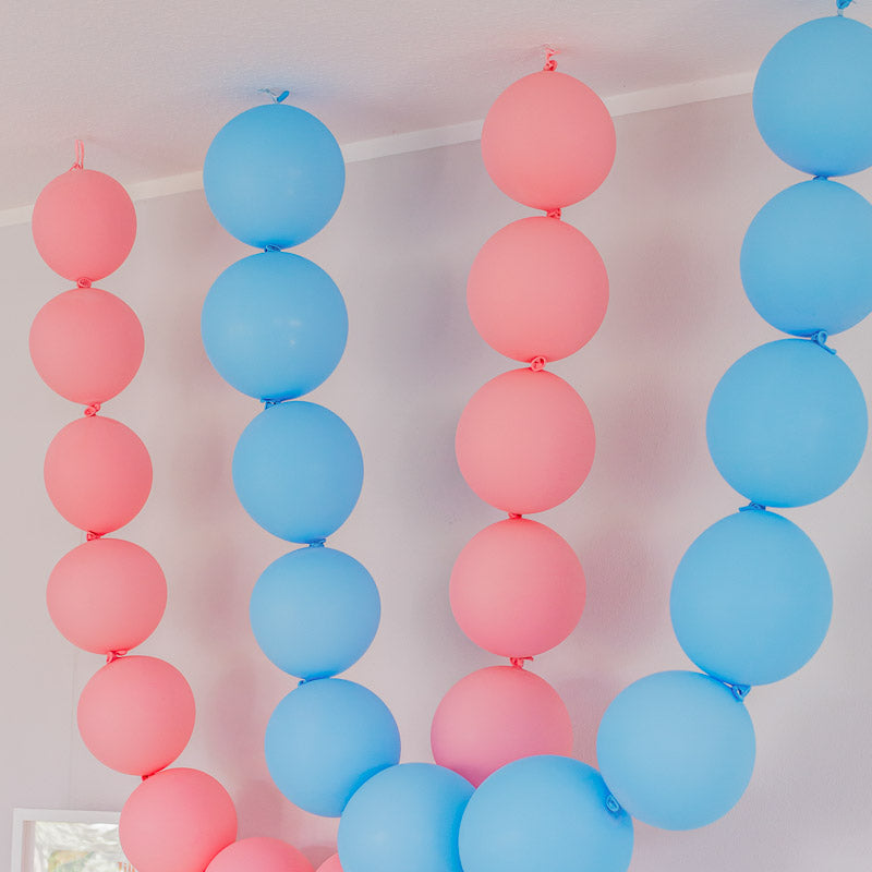 Linking Luftballons / Ballonkette / Hellblau Rosa