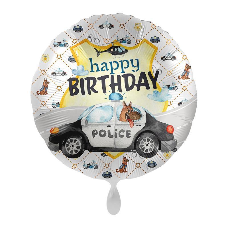 happy birthday polizei folienballon rund