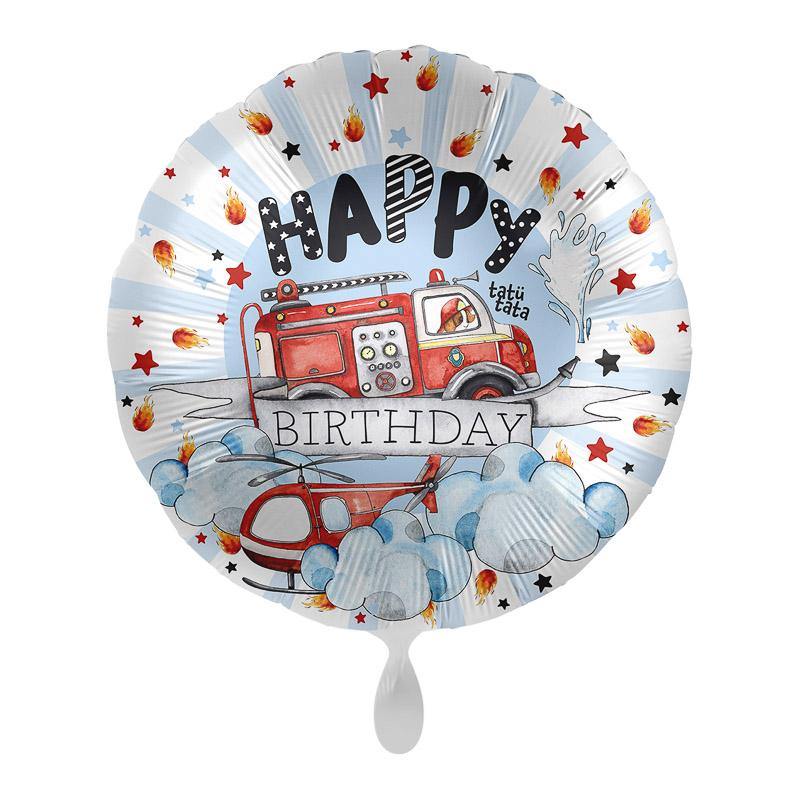 happy birthday ballon feuerwehr rund