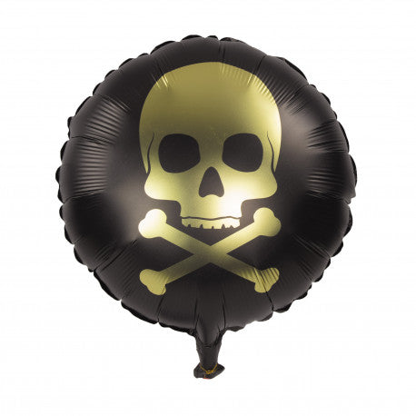 piraten totenkopf folienballon schwarz gold