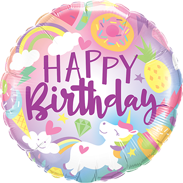 Happy Birthday Einhorn Folienballon rund