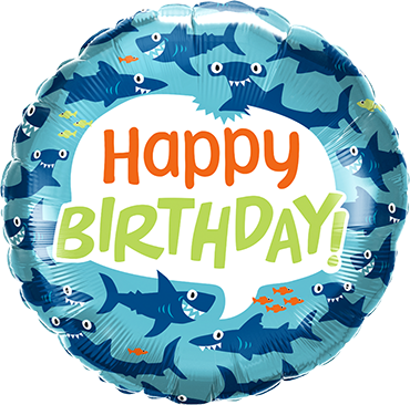 Happy birthday ballon haie rund blau