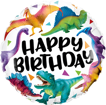 happy birthday folienballon dinosaurier bunt rund