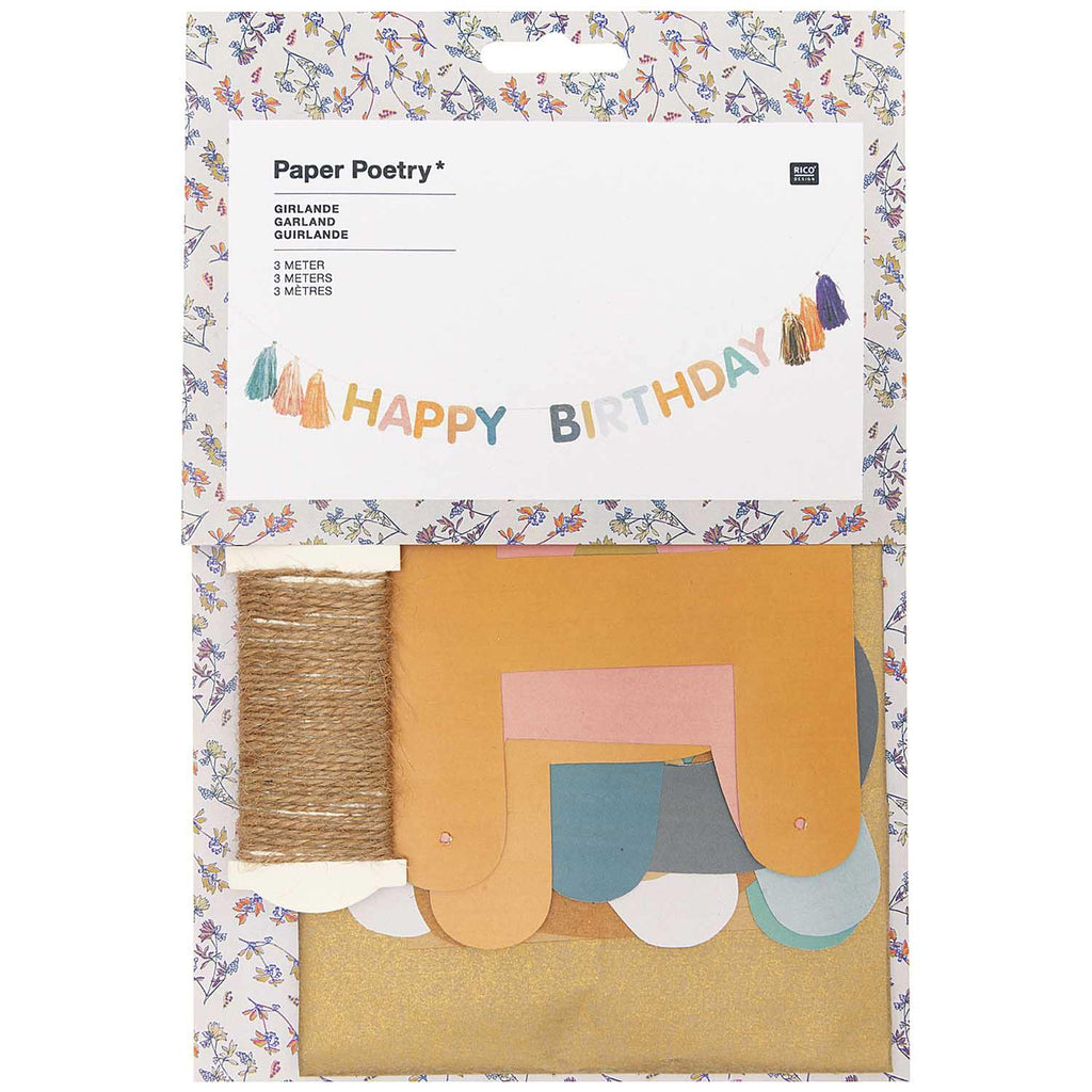 diy happy birthday girlande tassel pastell