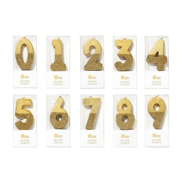 Geburtstagskerze / Zahlenkerze Gold Glitzer – Printfetti