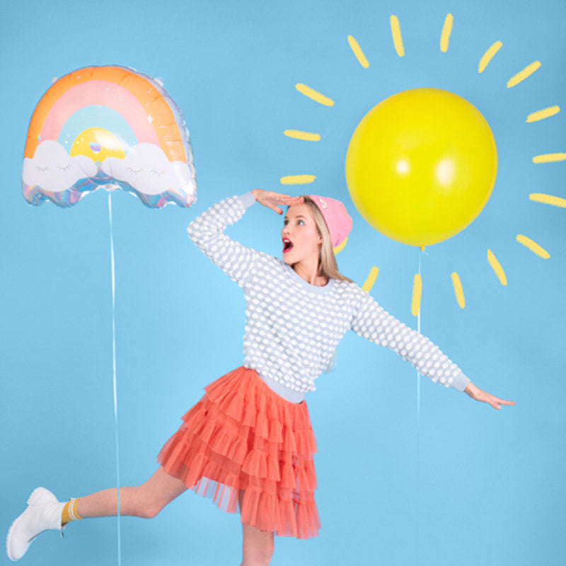 regenbogen folienballon pastell silber