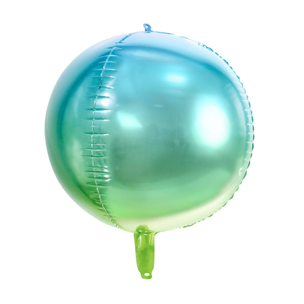 folienballon rund metallic ombre grün blau