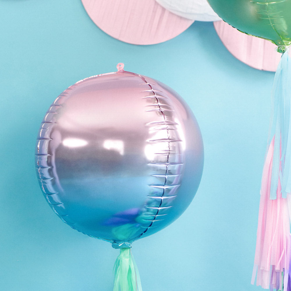 folienballon rund ombre lila blau metallic