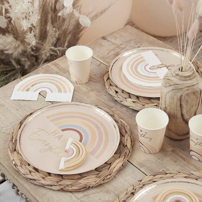 Boho Regenbogen Party Teller (8 Stück) – Printfetti