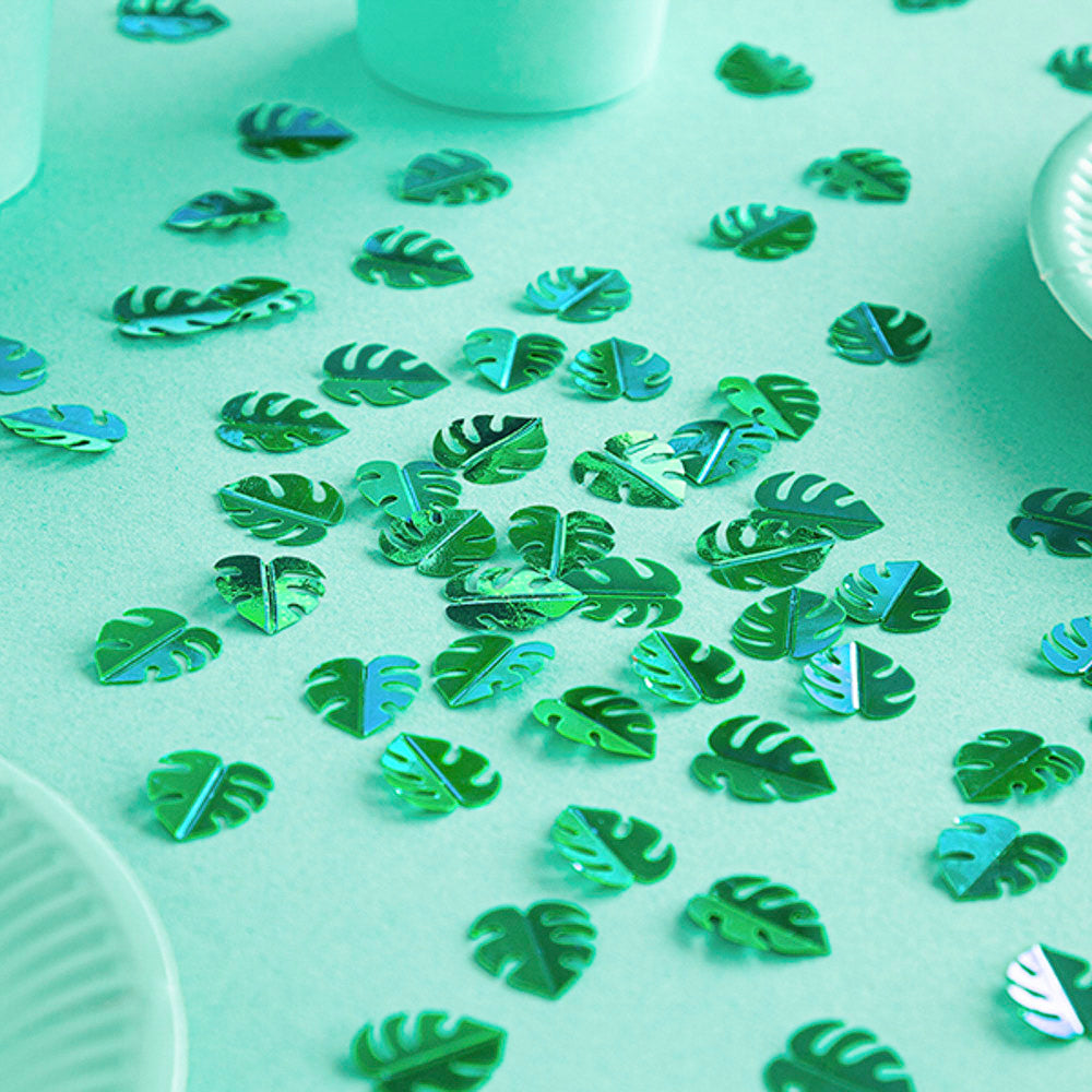 grünes party konfetti blatt form