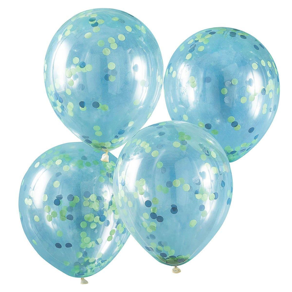 Ballons mit Konfetti grün blau (5 Stück) - Printfetti