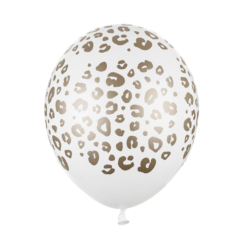 leopard latexballons weiß gold