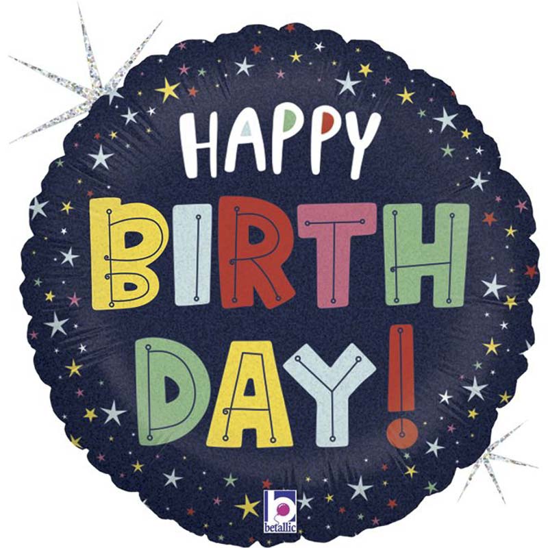 happy Birthday folienballon sterne rund