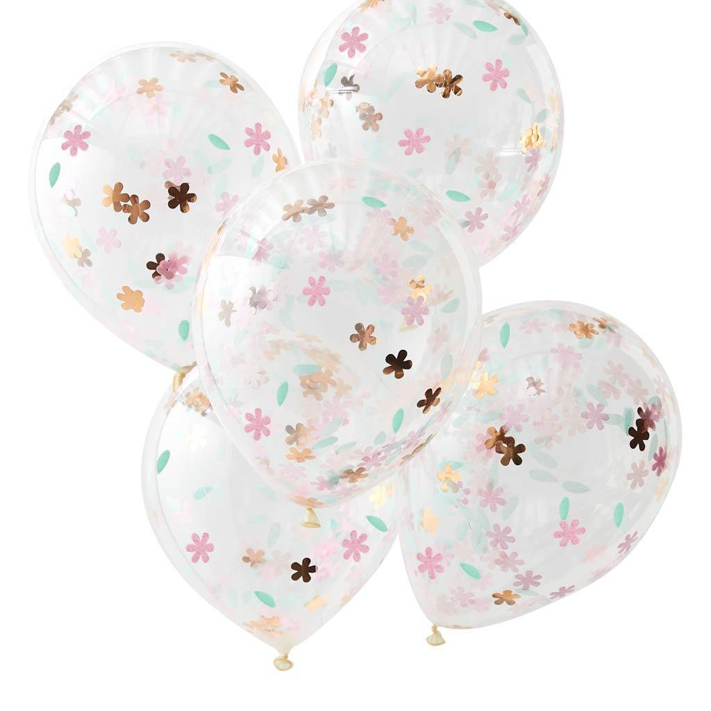 Konfetti Ballons mit Blüten pastell