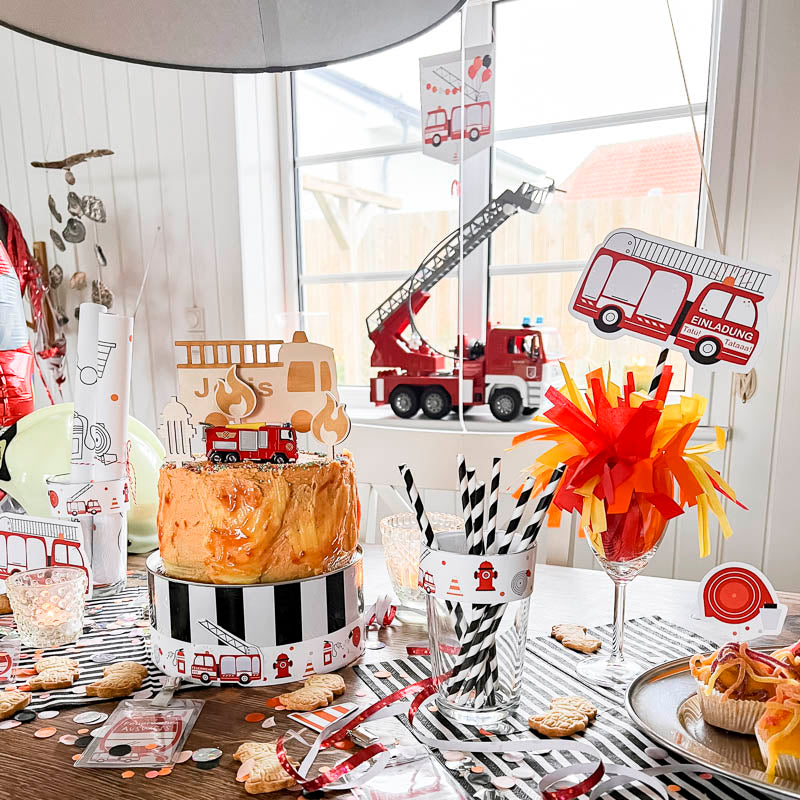 feuerwehr cake topper set holz