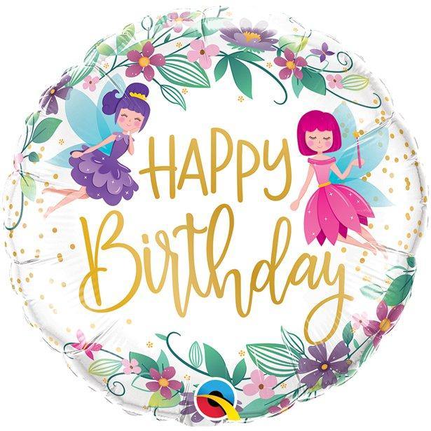 Happy Birthday Folienballon Feen rund