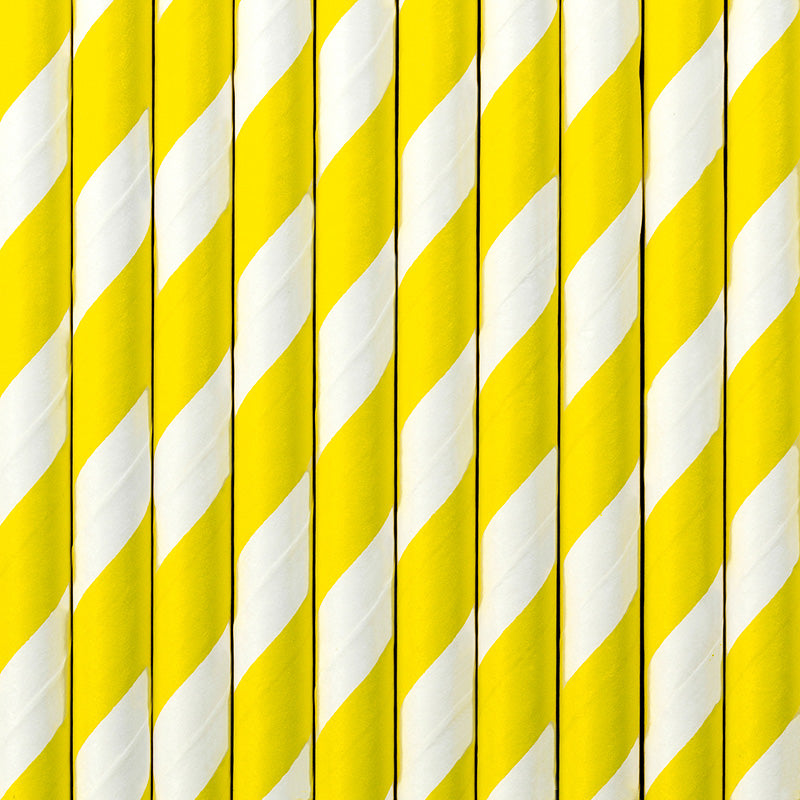 gelbe party trinkhalme papier