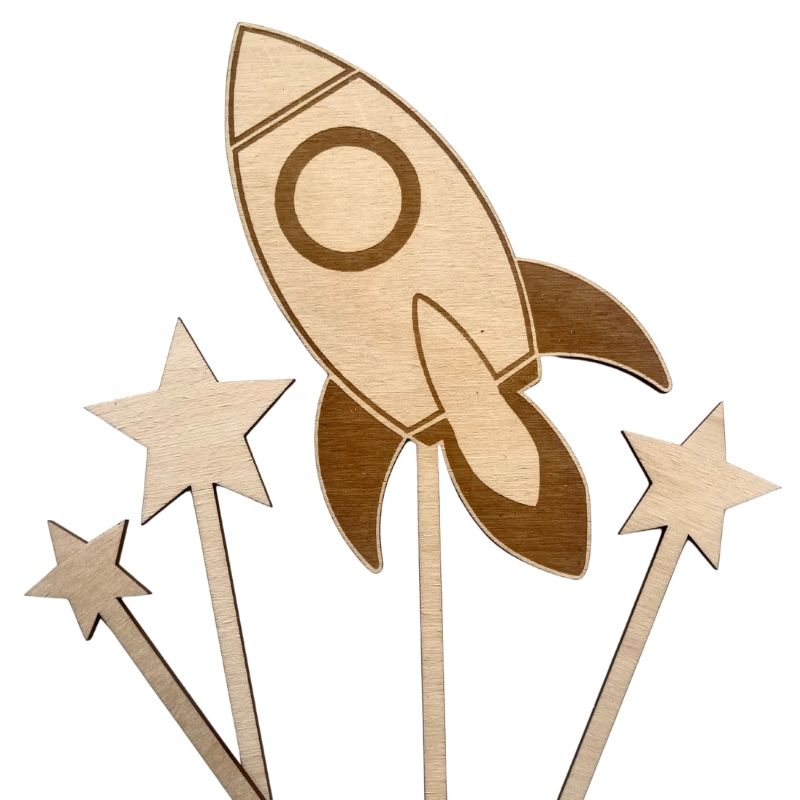 weltraum cake topper set rakete sterne
