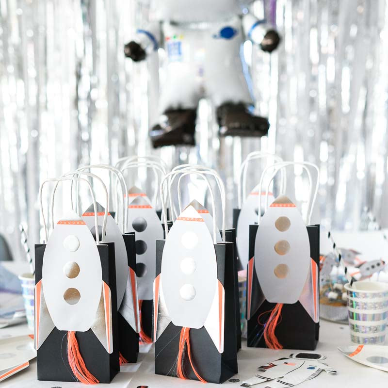Raketen Gastgeschenk Tüten für den Weltraum Geburtstag – Printfetti