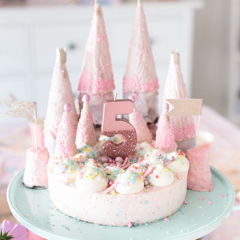 Zahlen Kerze / Kuchen Kerze / Roségold Glitzer – Printfetti